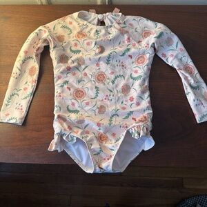 Floral Long Sleeve girls  Swimsuit minnow